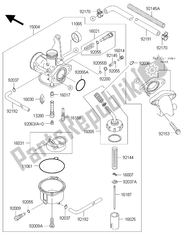 Tutte le parti per il Carburatore del Kawasaki KLX 110 2015