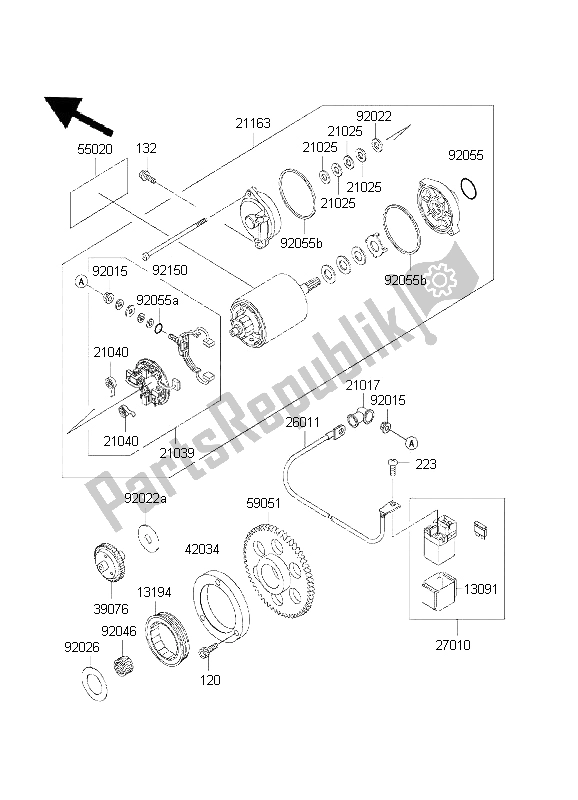 All parts for the Starter Motor of the Kawasaki VN 800 Drifter 2001