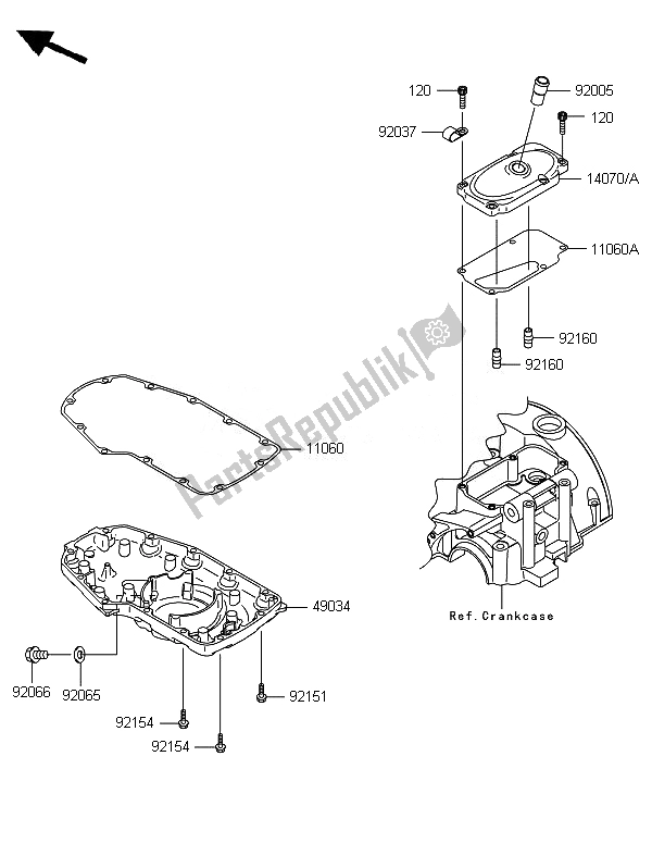 Todas las partes para Tapa Del Respiradero Y Cárter De Aceite de Kawasaki W 800 2014