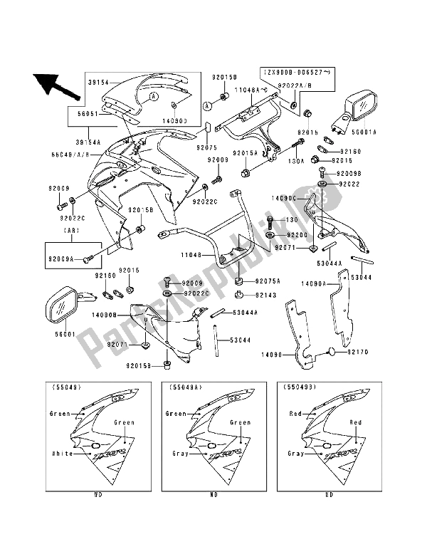 Todas as partes de Capota do Kawasaki Ninja ZX9R 900 1994