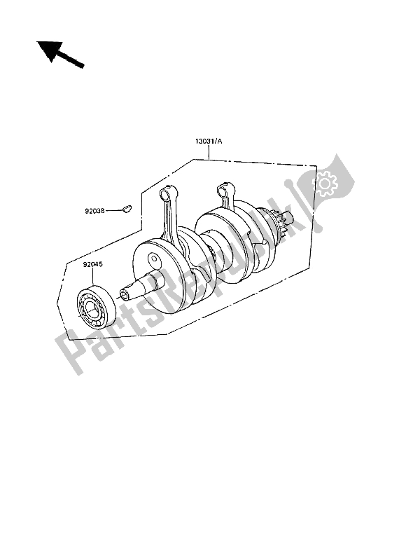 All parts for the Crankshaft of the Kawasaki GPZ 305 Belt Drive 1988