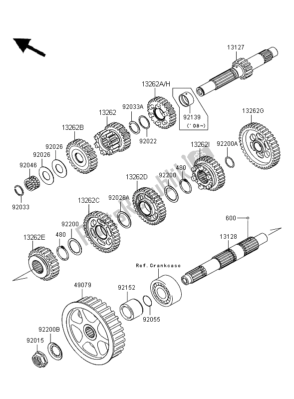 All parts for the Transmission of the Kawasaki VN 900 Classic 2008