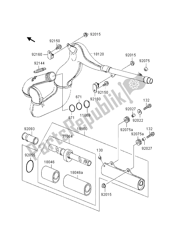 All parts for the Muffler of the Kawasaki KX 500 1997