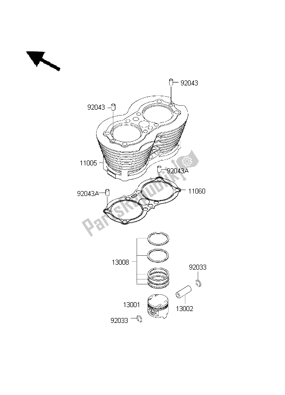 Toutes les pièces pour le Cylindre Et Piston du Kawasaki W 650 1999