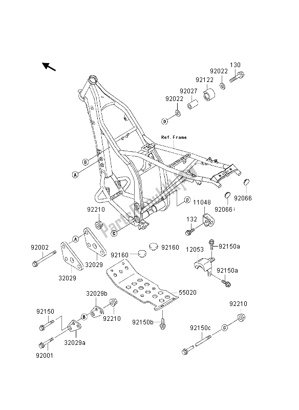 All parts for the Frame Fittings of the Kawasaki KLX 300R 1997