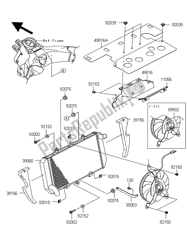 Tutte le parti per il Termosifone del Kawasaki Z 1000 SX 2011