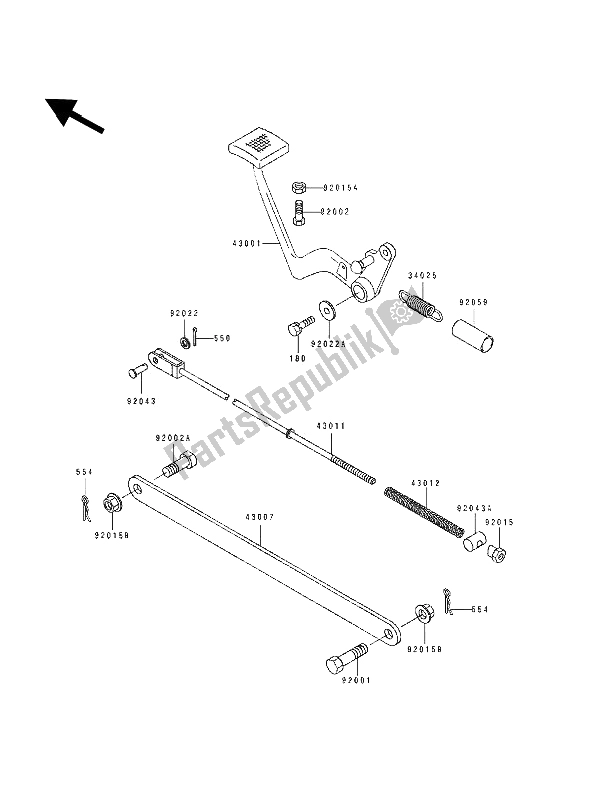 All parts for the Brake Pedal of the Kawasaki EL 250E 1994