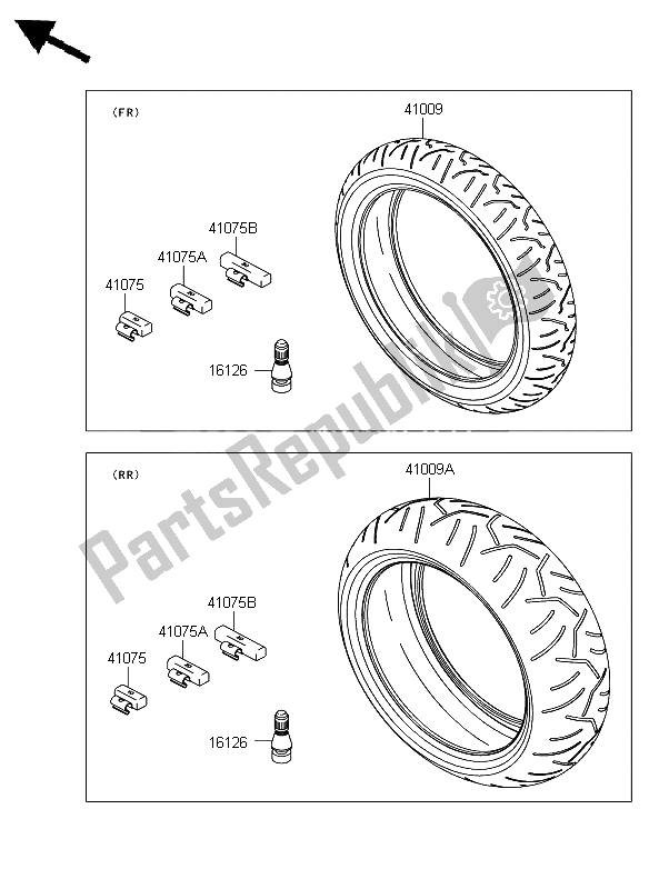 All parts for the Tires of the Kawasaki Ninja ZX 6R 600 2008