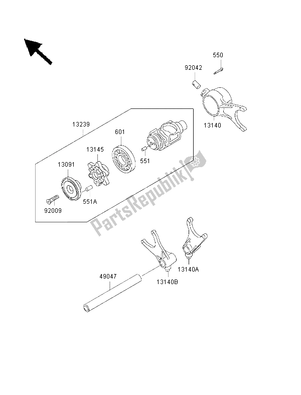 Toutes les pièces pour le Tambour De Changement De Vitesse Et Fourchette De Changement De Vitesse du Kawasaki VN 1500 Drifter 1999