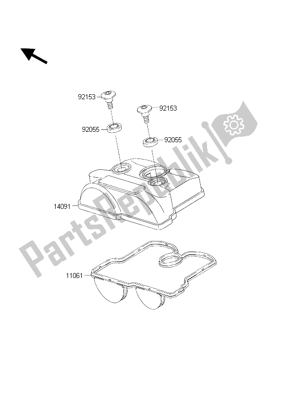 Alle onderdelen voor de Kleppendeksel van de Kawasaki KX 250F 2004