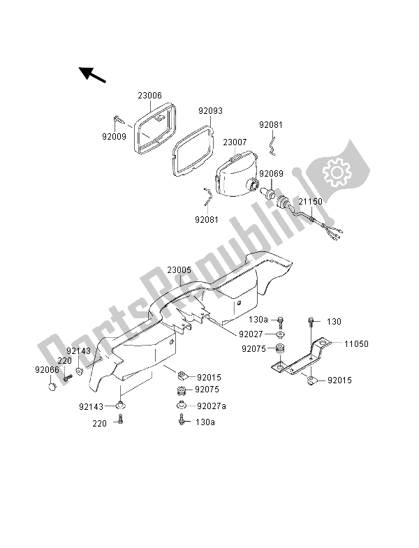 Tutte le parti per il Faro del Kawasaki KVF 300 4X4 2001