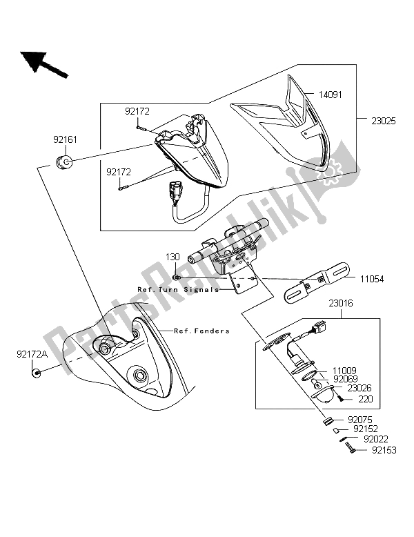 All parts for the Taillight of the Kawasaki VN 1700 Voyager Custom ABS 2012