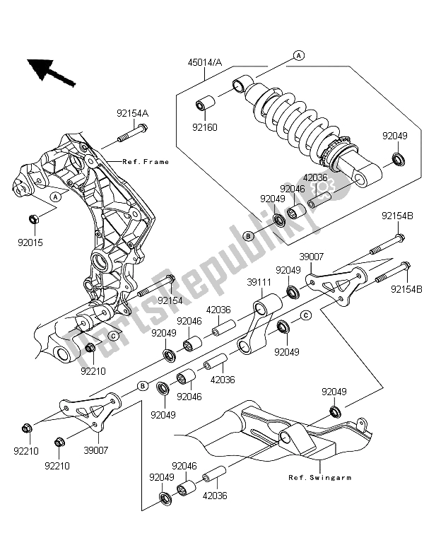 Toutes les pièces pour le Suspension Et Amortisseur du Kawasaki Z 1000 SX 2012