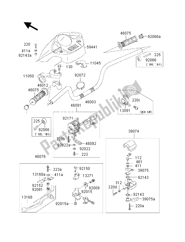 Alle onderdelen voor de Stuur van de Kawasaki KVF 300 2001