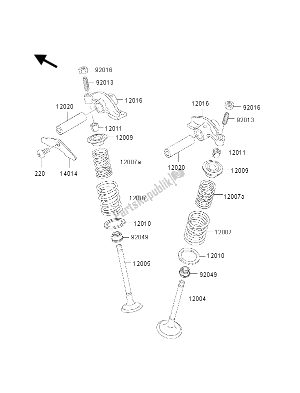 All parts for the Valve of the Kawasaki KVF 300 2002