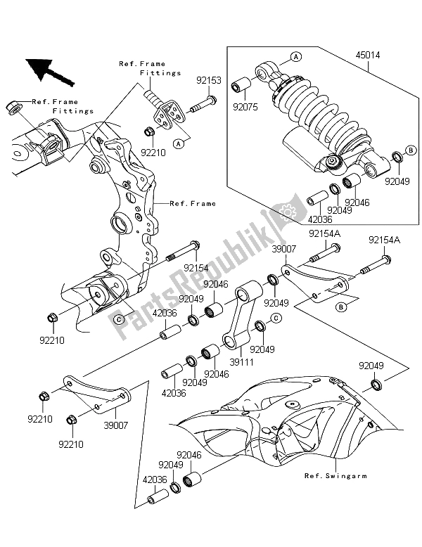 Toutes les pièces pour le Suspension Et Amortisseur du Kawasaki Ninja ZX 10R ABS 1000 2012