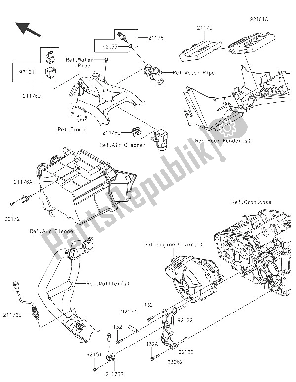 All parts for the Fuel Injection of the Kawasaki Ninja 300 2016