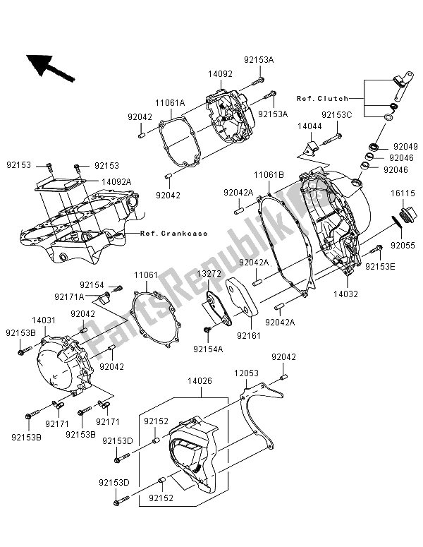 Todas as partes de Tampa Do Motor do Kawasaki Ninja ZX 10R ABS 1000 2012