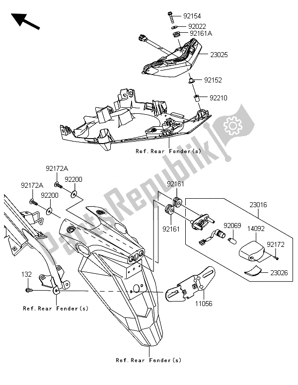 All parts for the Taillight(s) of the Kawasaki ER 6F 650 2014