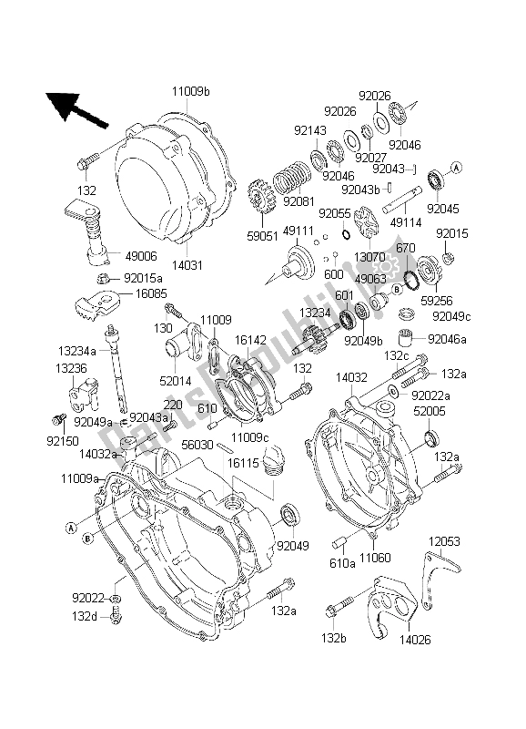 Toutes les pièces pour le Couvert De Moteur du Kawasaki KDX 200 2003