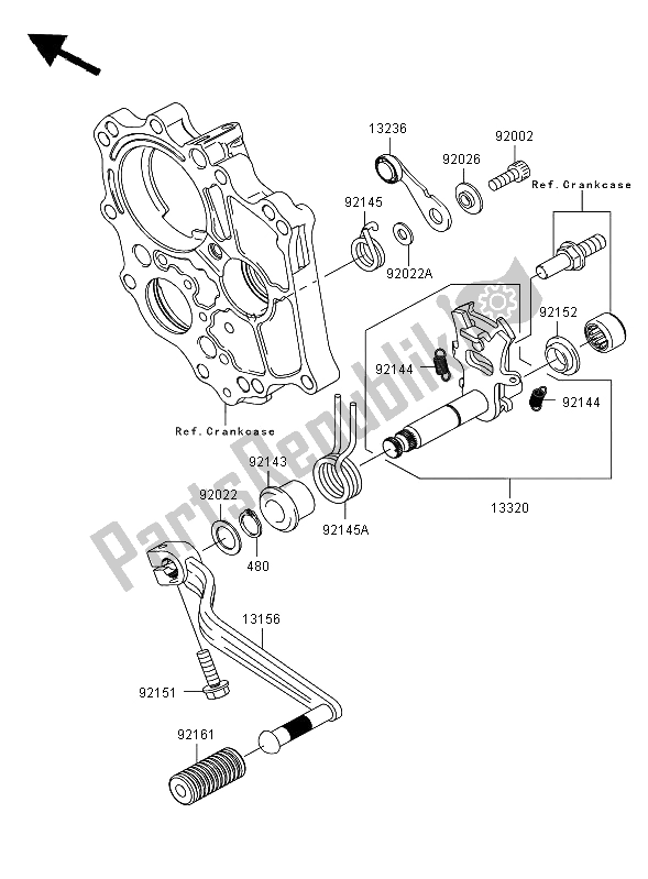 All parts for the Gear Change Mechanism of the Kawasaki ER 6F 650 2006