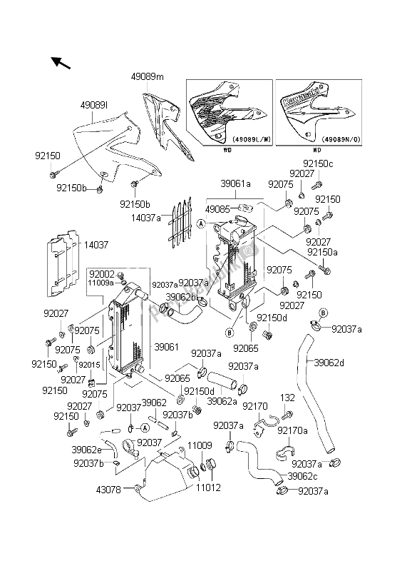 Tutte le parti per il Termosifone del Kawasaki KLX 300R 2002