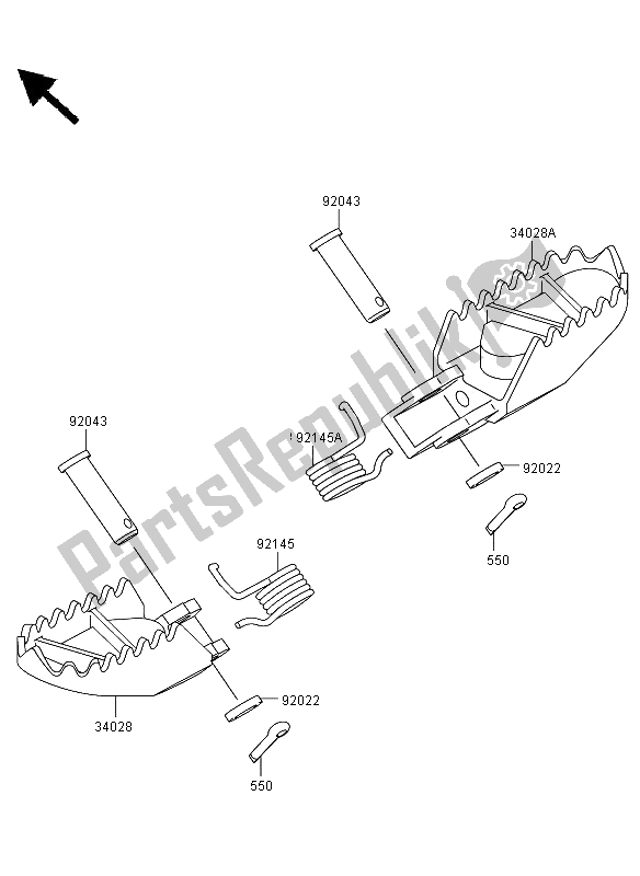 All parts for the Footrests of the Kawasaki KX 85 SW LW 2009