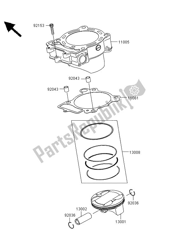 All parts for the Cylinder & Piston(s) of the Kawasaki KLX 450R 2012