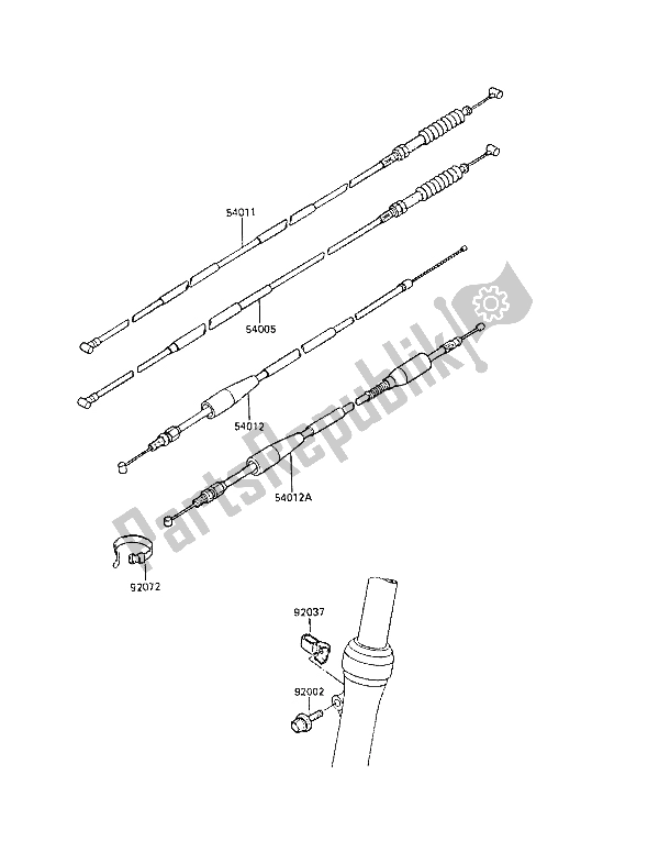 All parts for the Cables of the Kawasaki KX 60 1988