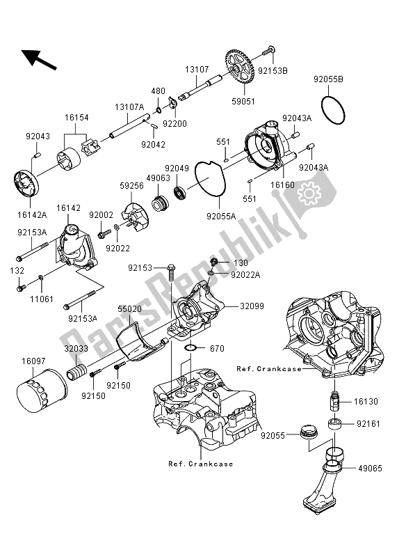 All parts for the Oil Pump of the Kawasaki Ninja ZX 6R 600 2012
