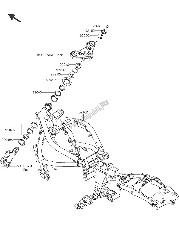 All parts for the Frame of the Kawasaki Vulcan S 650 2016