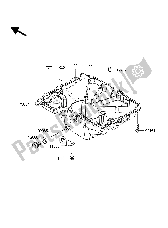 All parts for the Oil Pan of the Kawasaki Z 1000 ABS 2010