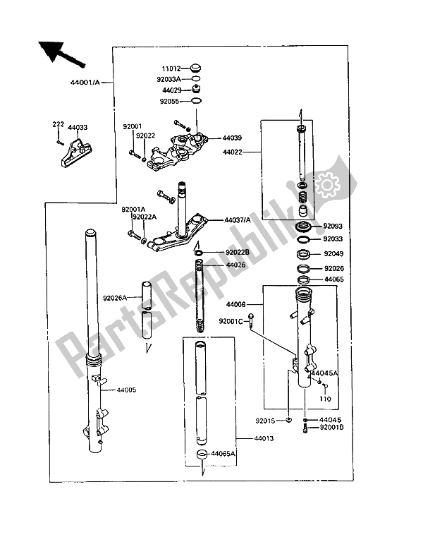 Tutte le parti per il Forcella Anteriore del Kawasaki VN 750 Twin 1994