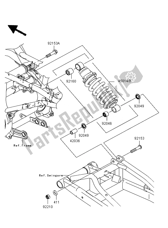 All parts for the Suspension & Shock Absorber of the Kawasaki ER 6N 650 2007