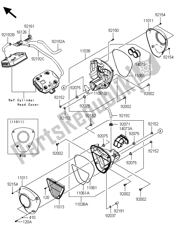 All parts for the Air Cleaner of the Kawasaki VN 1700 Voyager ABS 2013