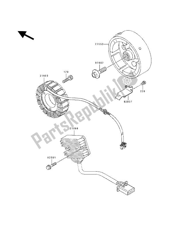 Todas as partes de Gerador do Kawasaki KLE 500 1993