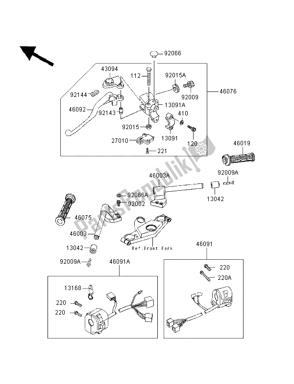 Tutte le parti per il Manubrio del Kawasaki ZZ R 600 1997