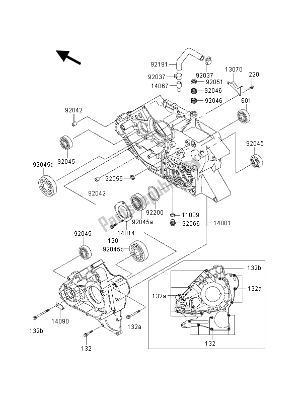 Todas las partes para Caja Del Cigüeñal de Kawasaki KVF 400 4X4 2001