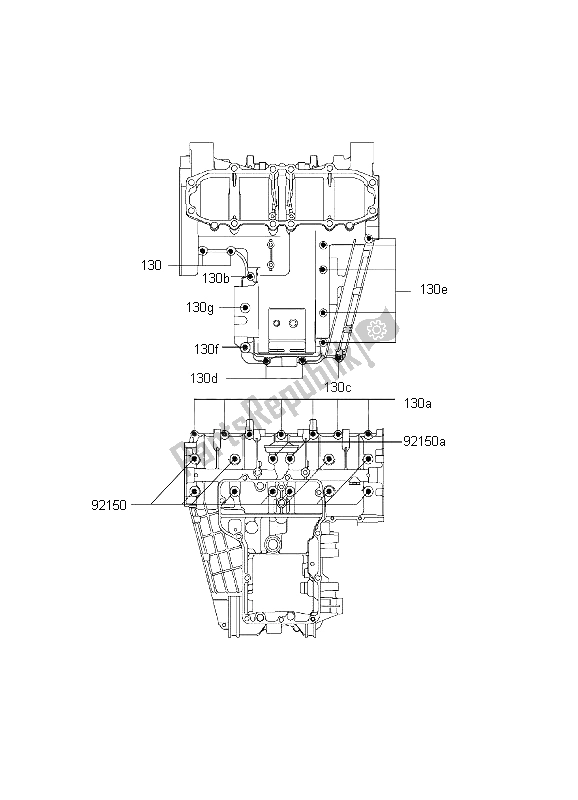 All parts for the Crankcase Bolt Pattern of the Kawasaki ZZ R 600 1999