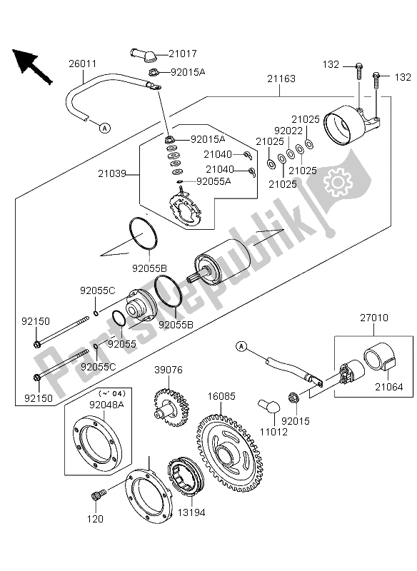 Tutte le parti per il Motorino Di Avviamento del Kawasaki KVF 360 4X4 2003