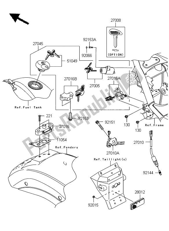 All parts for the Ignition Switch of the Kawasaki VN 900 Custom 2010