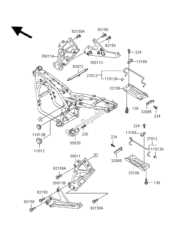 Tutte le parti per il Custodia Della Batteria del Kawasaki Zephyr 550 1996