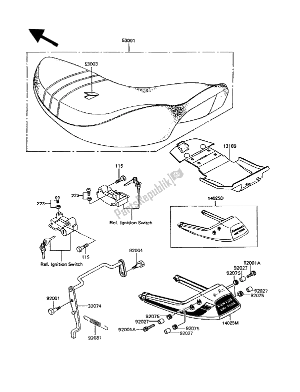 Todas as partes de Assento do Kawasaki GPZ 305 Belt Drive 1991