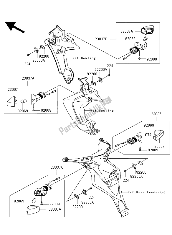 All parts for the Turn Signals of the Kawasaki Versys ABS 650 2009