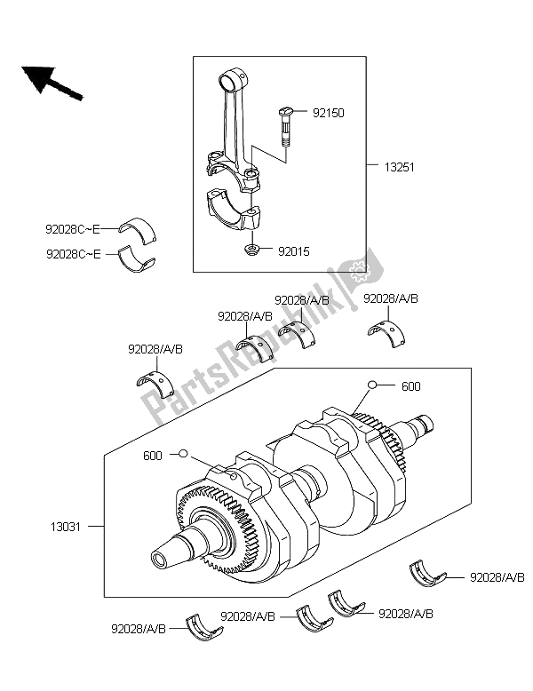 All parts for the Crankshaft of the Kawasaki W 800 2012