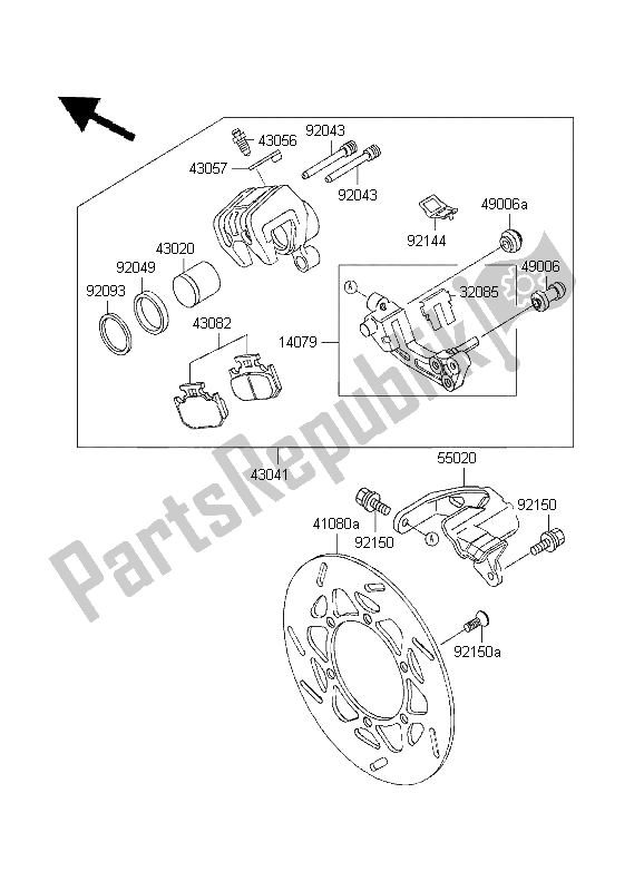 All parts for the Rear Brake of the Kawasaki KLX 250R 1995