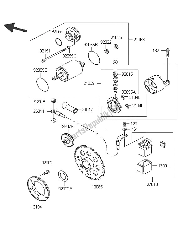 Toutes les pièces pour le Démarreur du Kawasaki Eliminator 125 2005