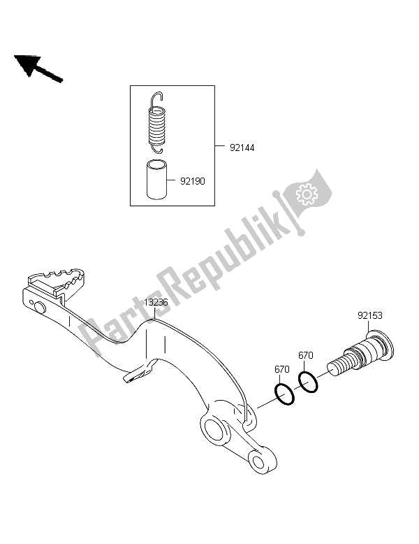 Tutte le parti per il Pedale Del Freno del Kawasaki KX 250 2008