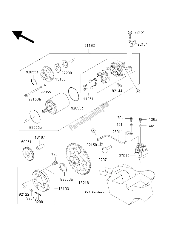 Tutte le parti per il Motorino Di Avviamento del Kawasaki Ninja ZX 6R 600 2002