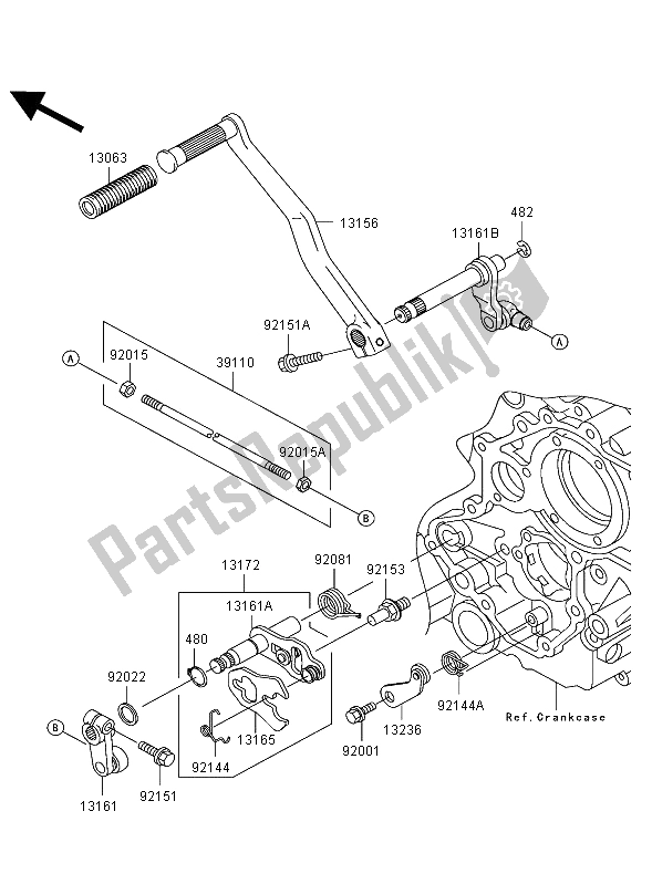 All parts for the Gear Change Mechanism of the Kawasaki VN 1500 Mean Streak 2002